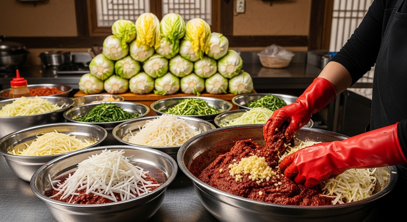 절임배추로 김장 