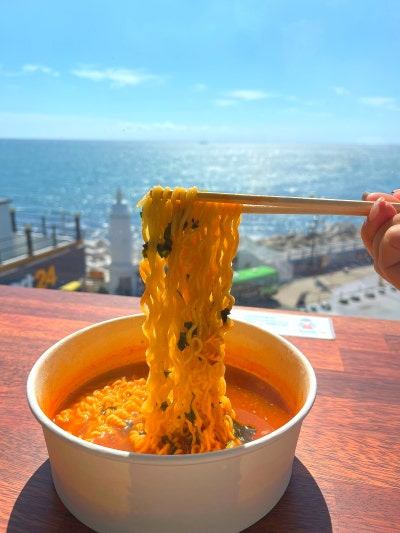 부산 바다뷰 맛집, 청사포 바다라면 카페