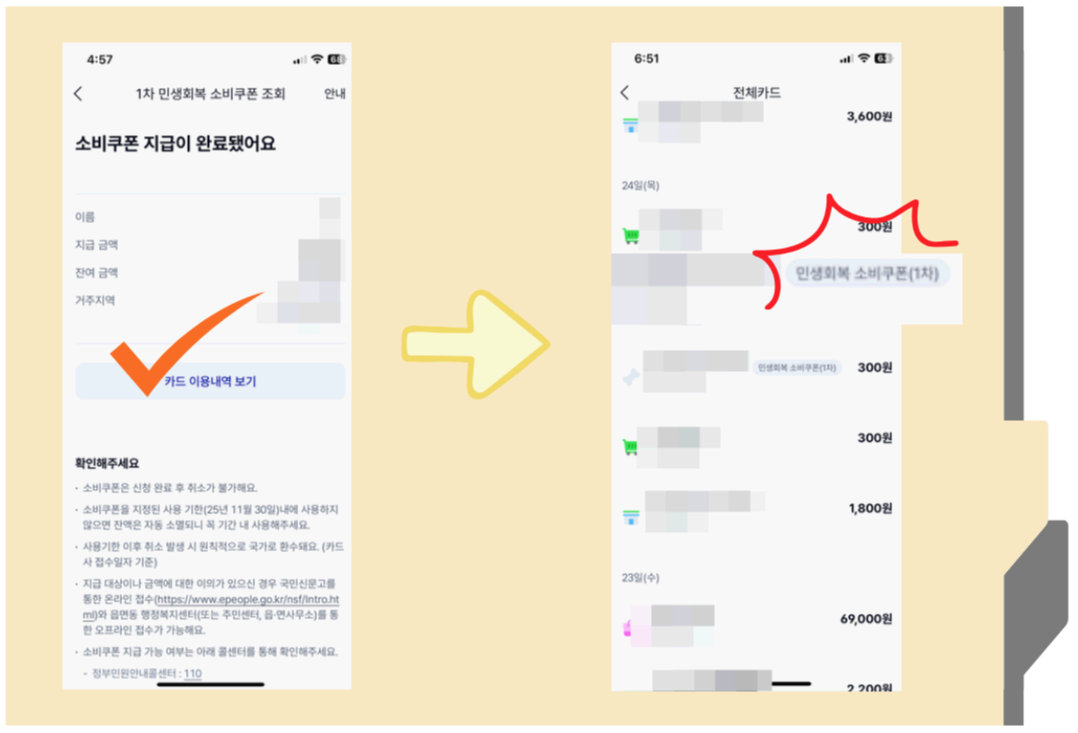 케이뱅크 민생회복 소비쿠폰 사용 내역