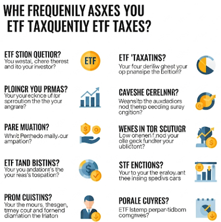 ETF 세금에 대한 질문과 답변이 적힌 텍스트들이 돋보이는 이미지. FAQ 형식으로 궁금증을 해소하는 것을 상징
