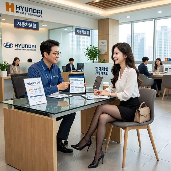 자동차보험 마일리지 특약 환급금에 대해 상담을 받고 있는 모습