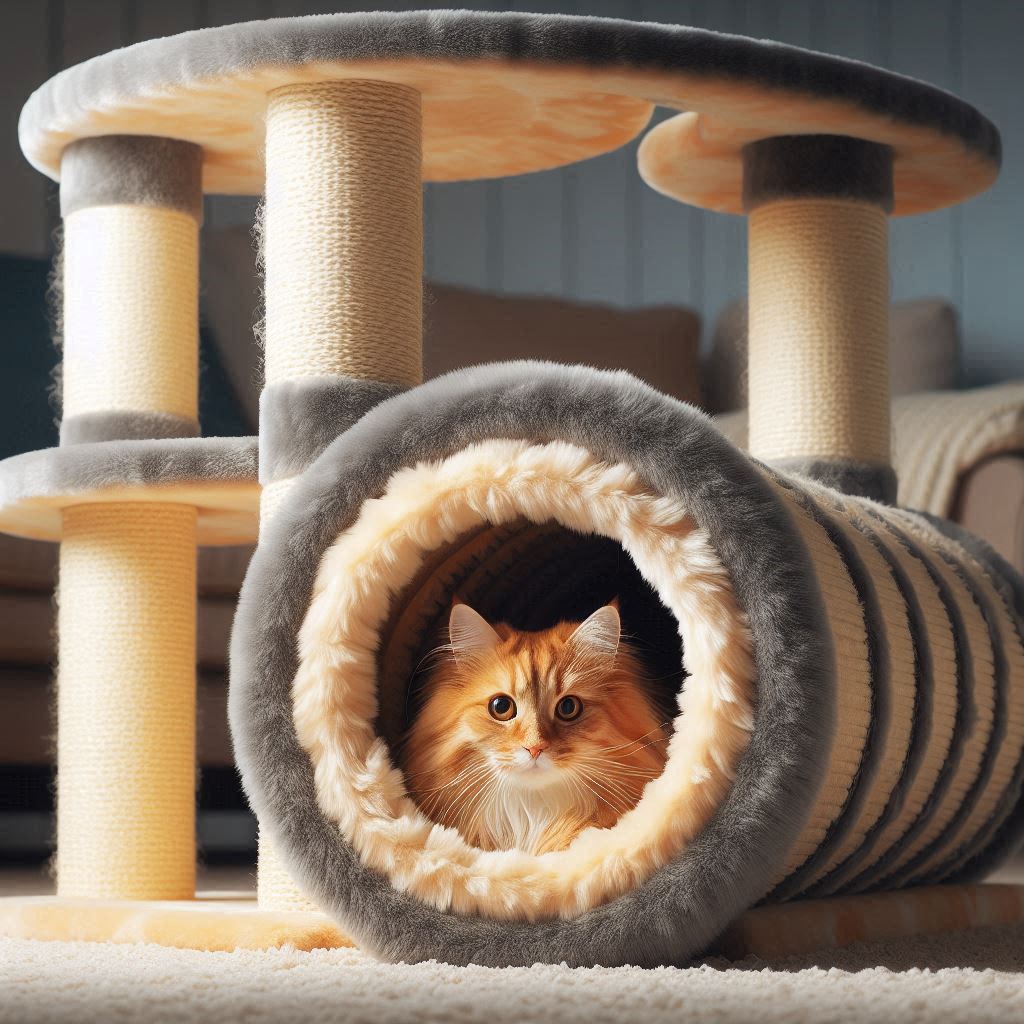 스크래치 포스트와 터널 콤보