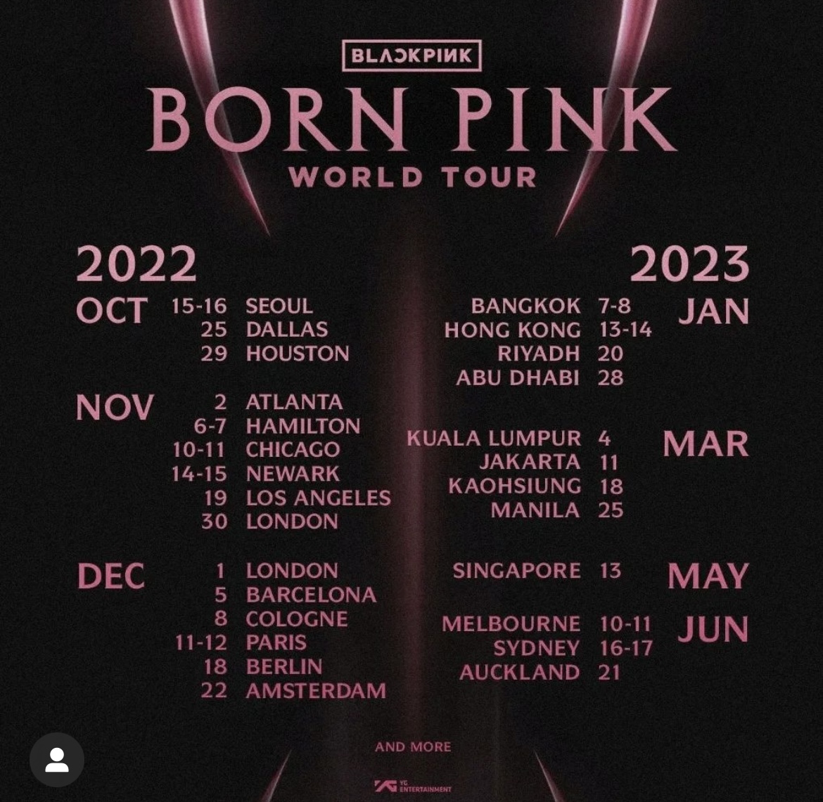 블랙핑크월드투어 일정