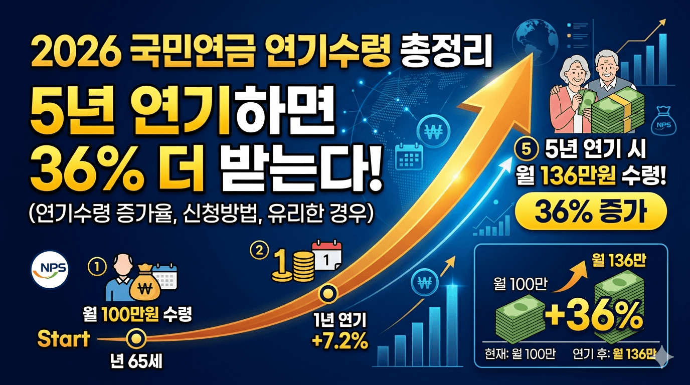 2026년 국민연금 연기연금 제도 완벽 정리 (36% 더 받는 꿀팁)