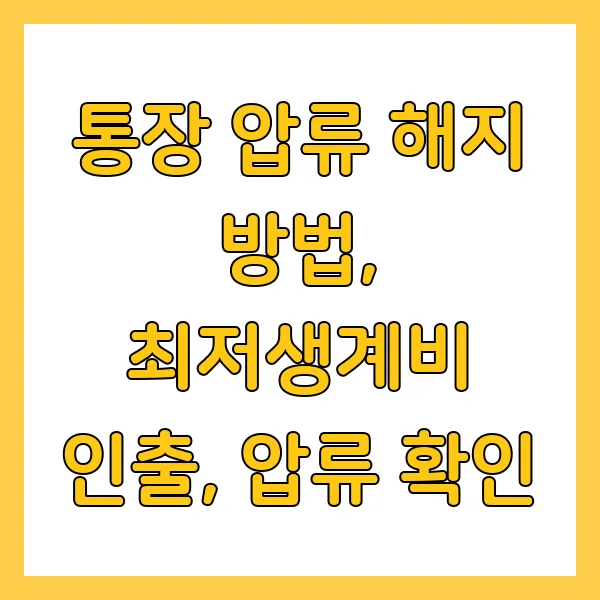 통장 압류 해지 방법, 최저생계비 인출, 압류 확인