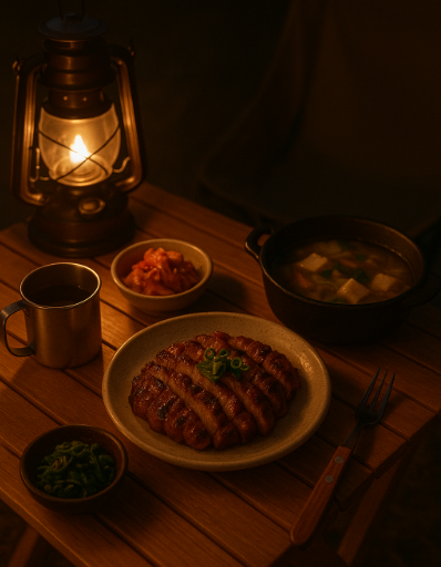 캠핑 음식 관련 사진