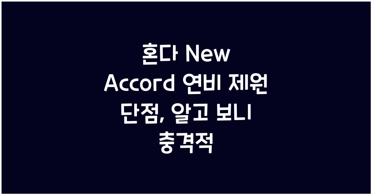 혼다 New Accord 연비 제원 단점
