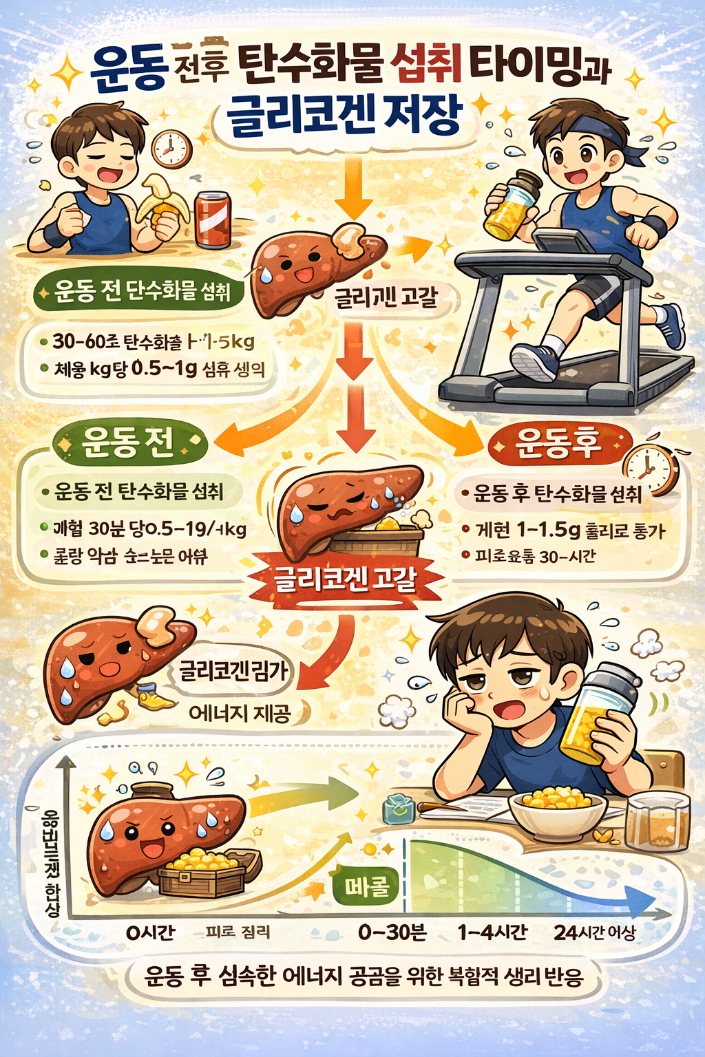 운동 전후 탄수화물 섭취 타이밍과 글리코겐 저장