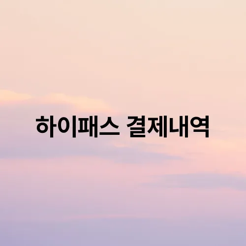 하이패스 결제내역
