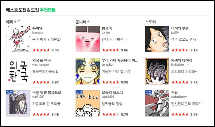 네이버-웹툰-홈페이지-사진