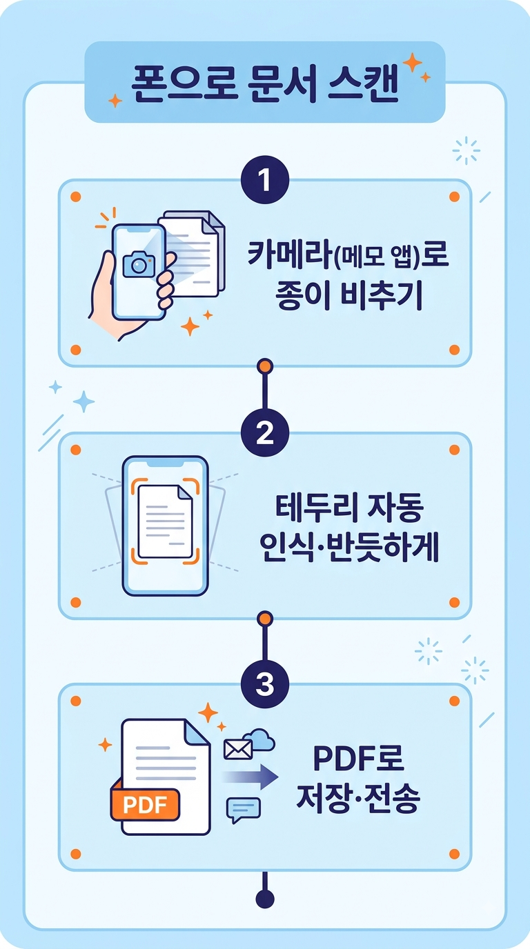 스마트폰 문서 스캔하는 법, 종이 서류 폰으로 PDF 만들기 (갤럭시&middot;아이폰)