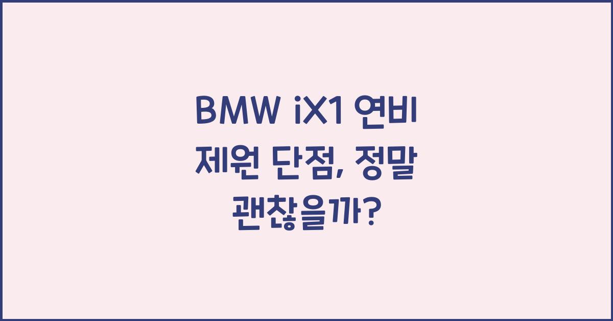 BMW iX1 연비 제원 단점