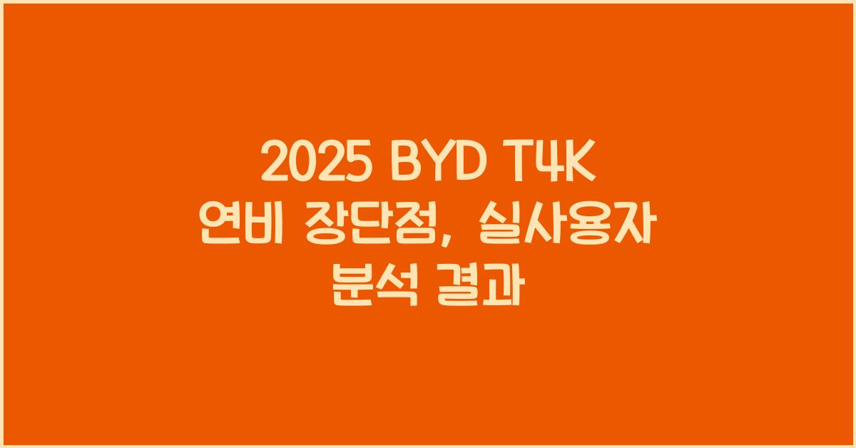 2025 BYD T4K 연비 장단점