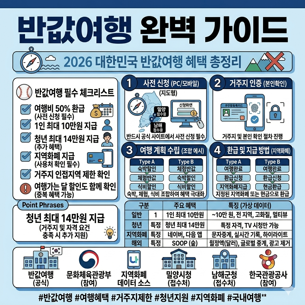 반값여행 신청 방법, 지원금, 참여 지역, 지금 바로 쓸 수 있는 할인 인포그래픽