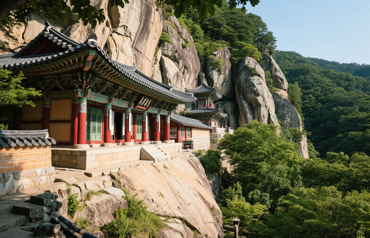 절벽 위에 지어진 구례 사성암의 외관