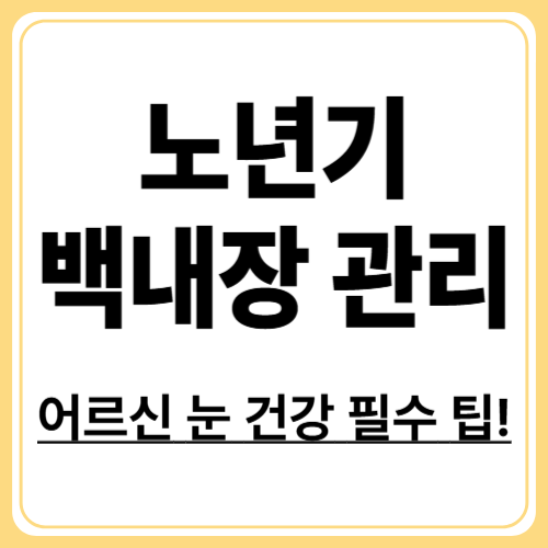 노년기 필수! 노인 백내장 관리와 주의사항