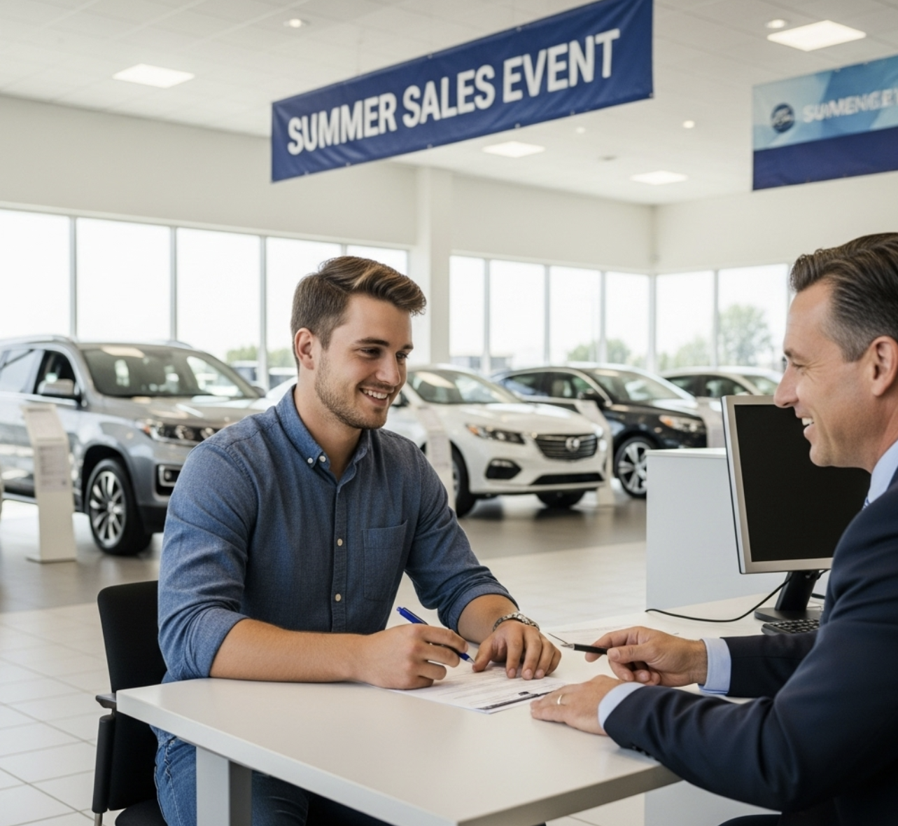 미국 소비자가 자동차를 구매하는 이미지