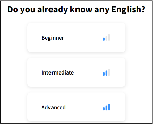 Fluent U, 학습자 영어수준 선택