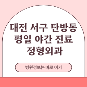 대전 서구 탄방동 평일 야간진료 정형외과 진료 병원