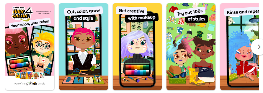 Toca Boca Hair Salon 4, 헤어, 비어드 스테이션에서 컷트, 컬러링, 스타일을 경험하기 게임