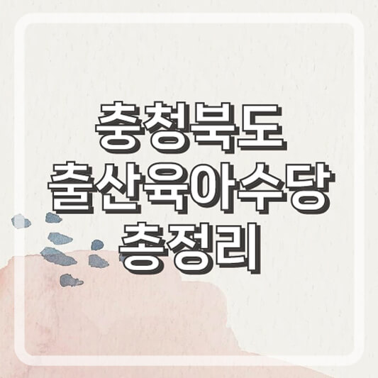 충청북도 출산육아수당 지급금액 및 지급일, 지원금 신청조건