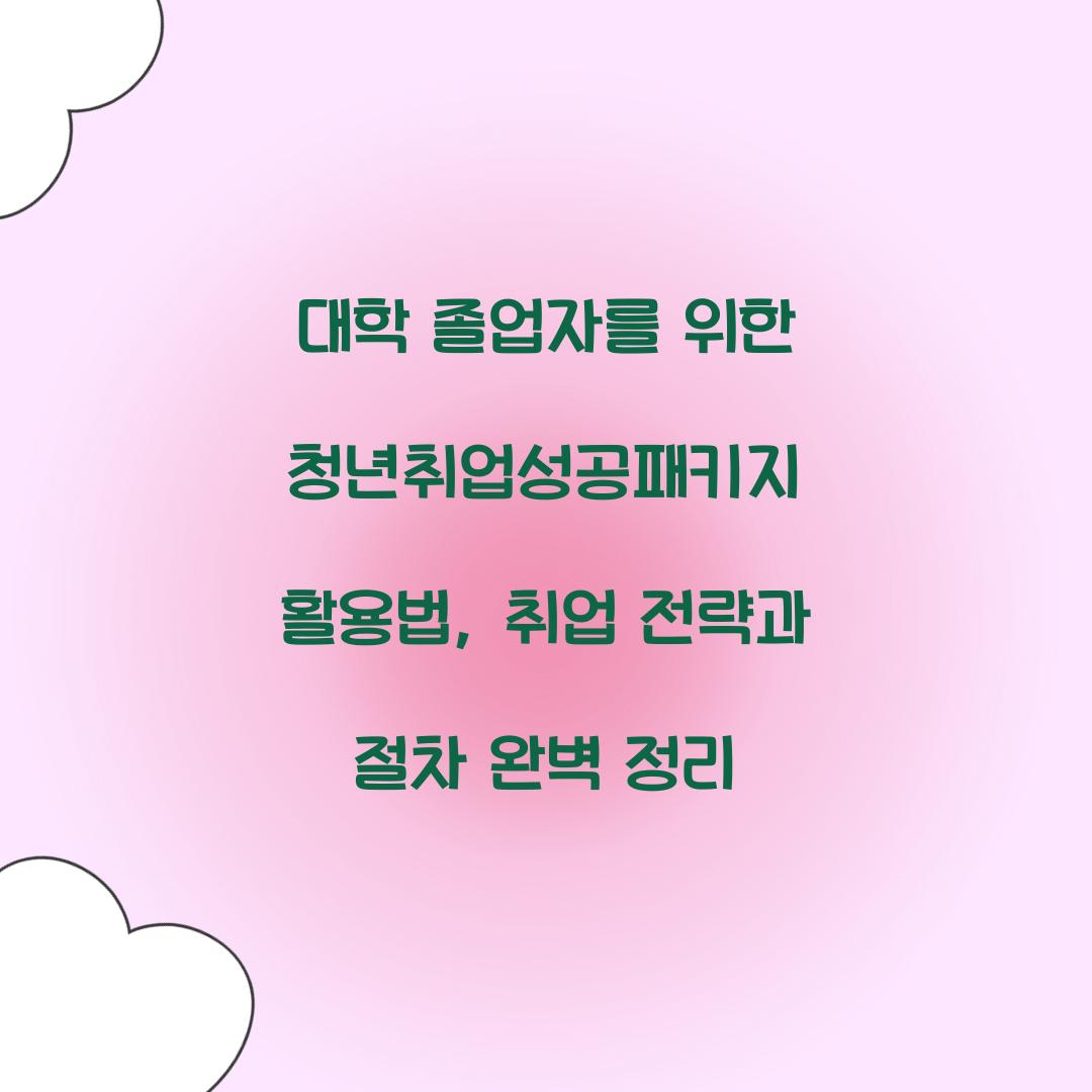 대학 졸업자를 위한 청년취업성공패키지 활용법