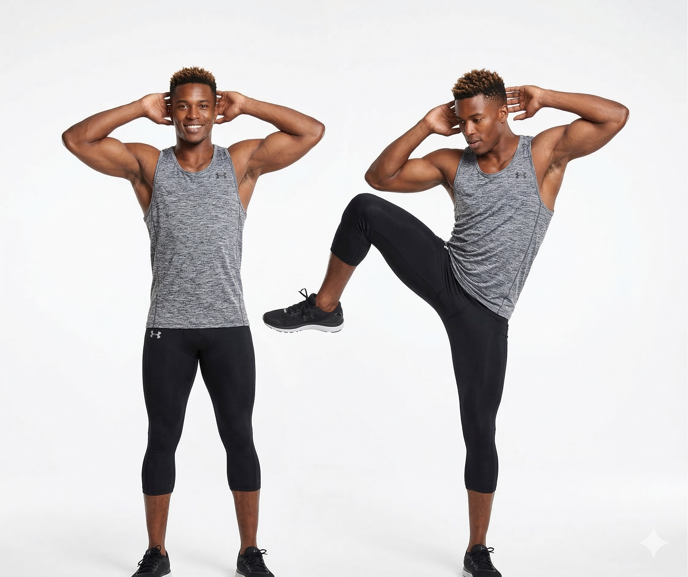 ② 스탠딩 오블리크 크런치 &mdash; 1분