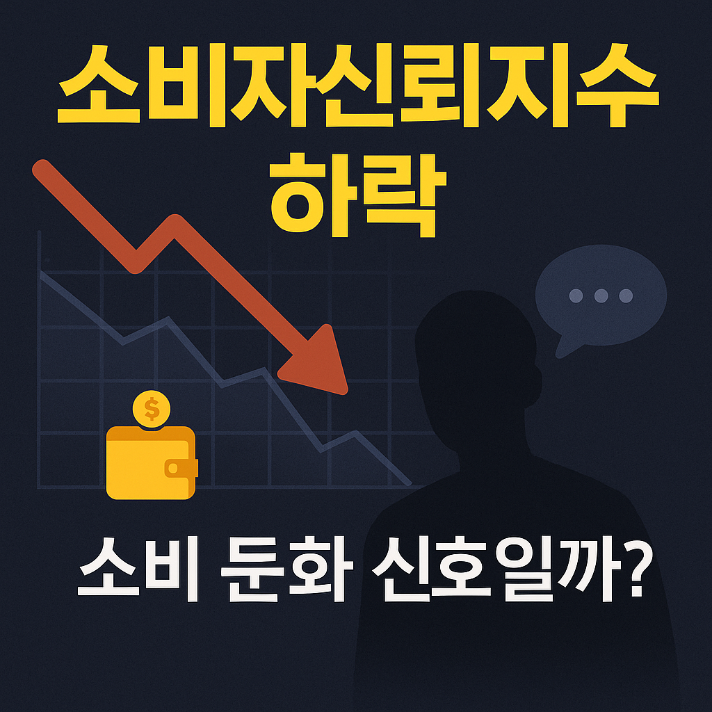 소비자신뢰지수 하락 그래프를 나타내는 인포그래픽 이미지