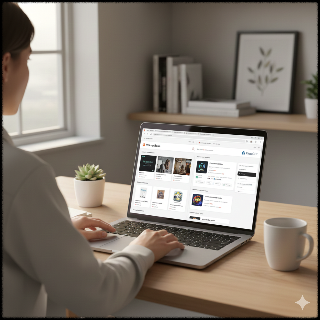 글로벌 프롬프트 마켓 플랫폼을 확인하는 모습