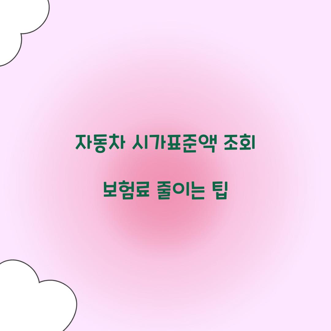 자동차 시가표준액 조회 보험료 줄이는 팁  