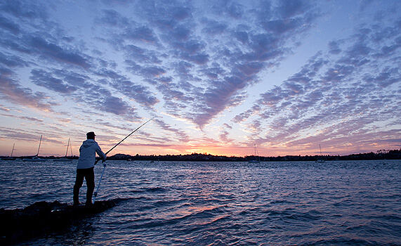 낙시하는 모습과 밤이 오는 모습