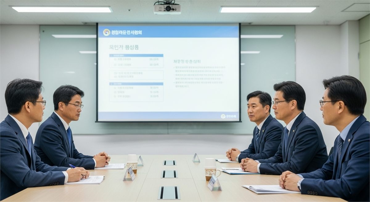 설비 확장 논의를 하는 한국 기업 회의실 전경 