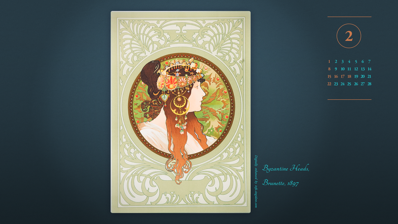 06 비잔틴 헤드, 브루넷 A - 2026년2월 달력배경화면