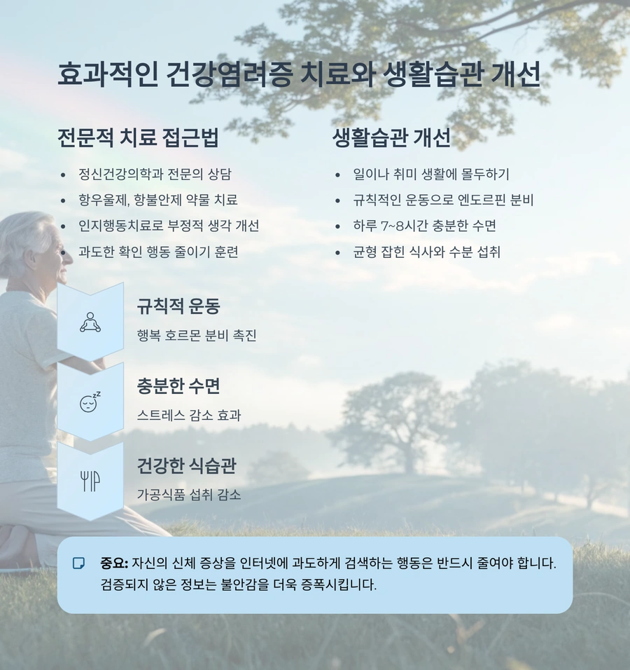 치료 및 생활습관 개선 방법을 시각화한 안내 이미지