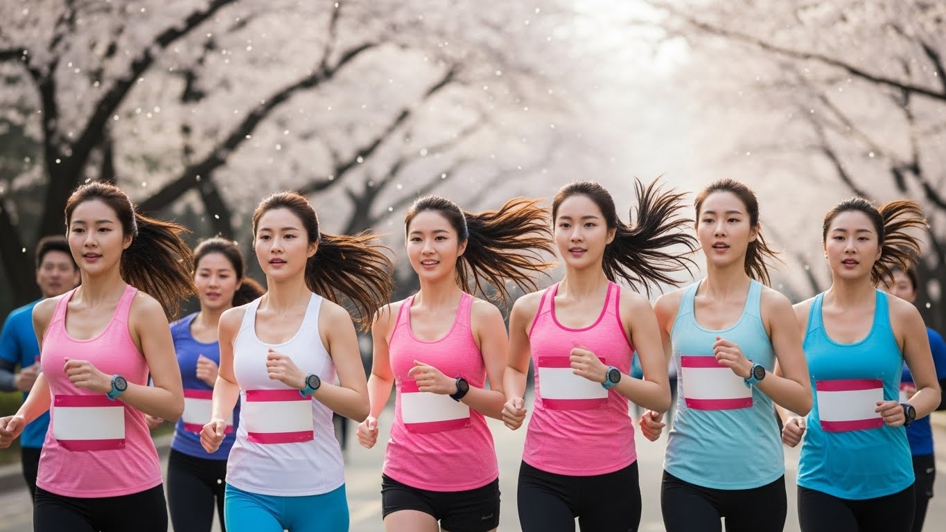 마라톤을 뛰는 여성들