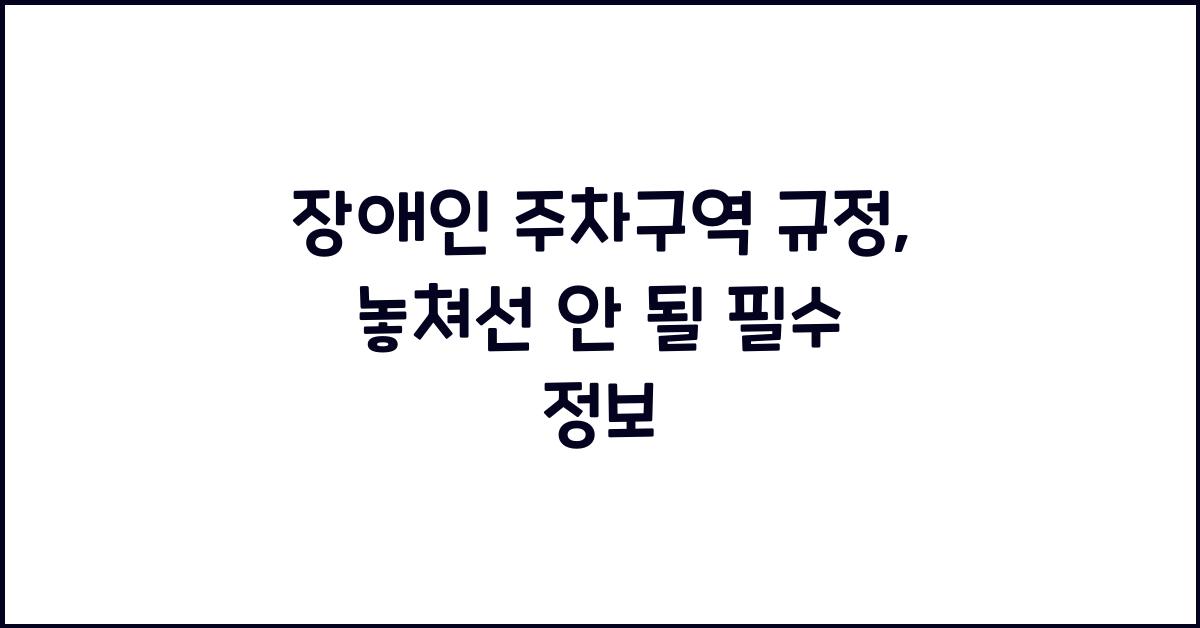 장애인 주차구역 규정