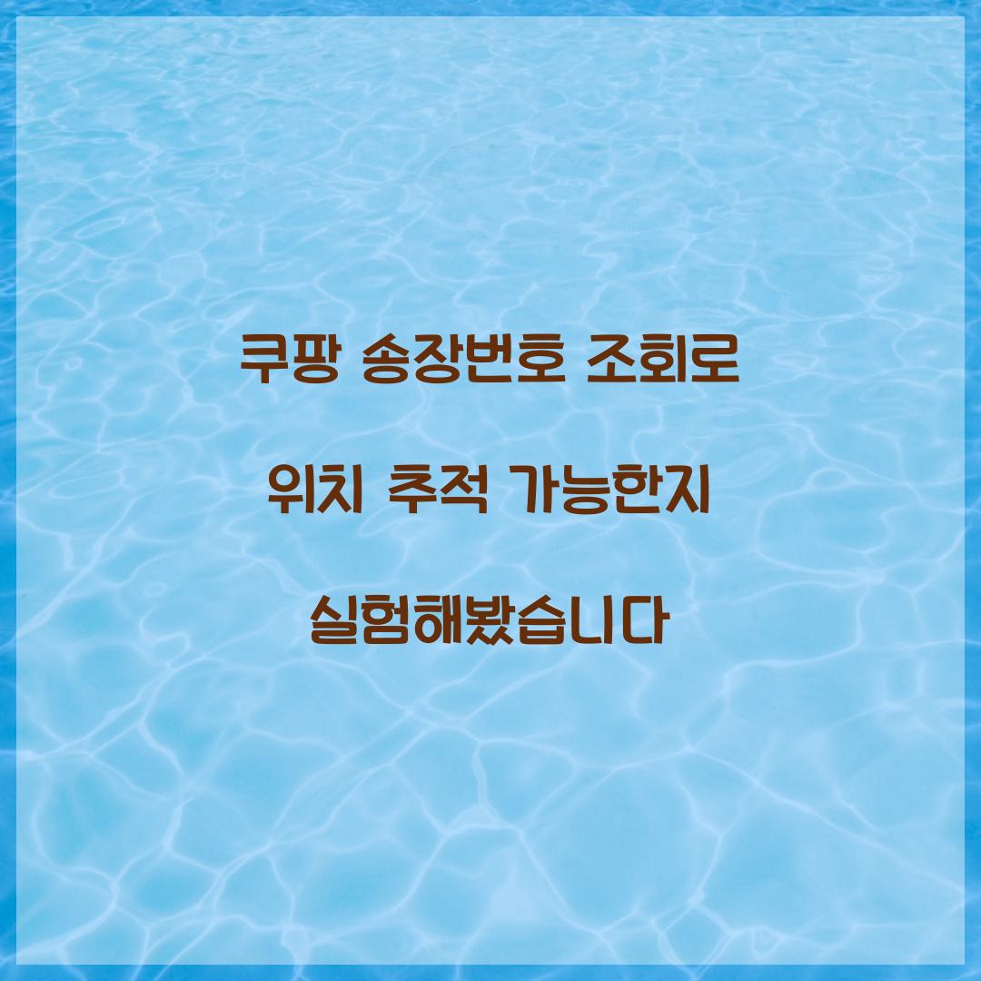 쿠팡 송장번호 조회로 위치 추적 가능한지 실험해봤습니다