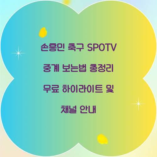 손흥민 축구 SPOTV 중계 보는법