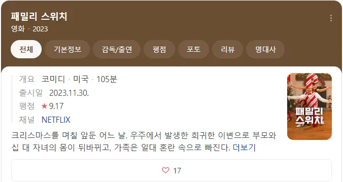 패밀리 스위치 줄거리, 평점, 후기