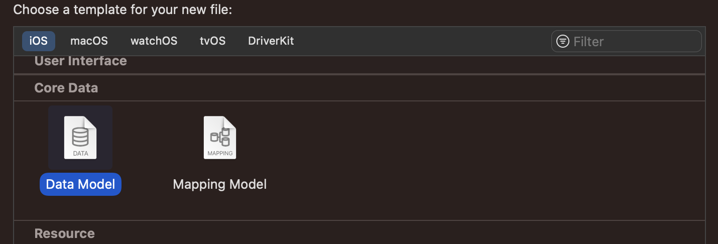 add coredata datamodel