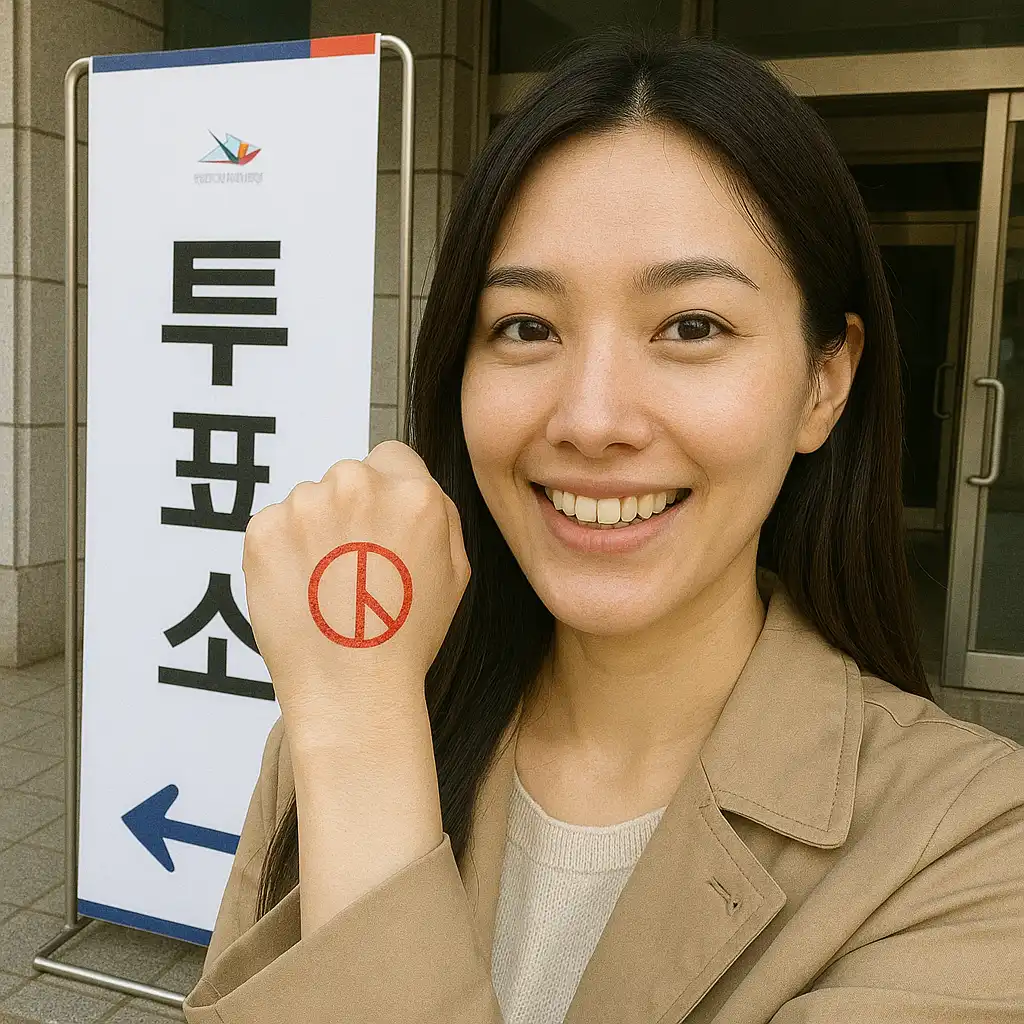 손등 도장 인증샷 모습