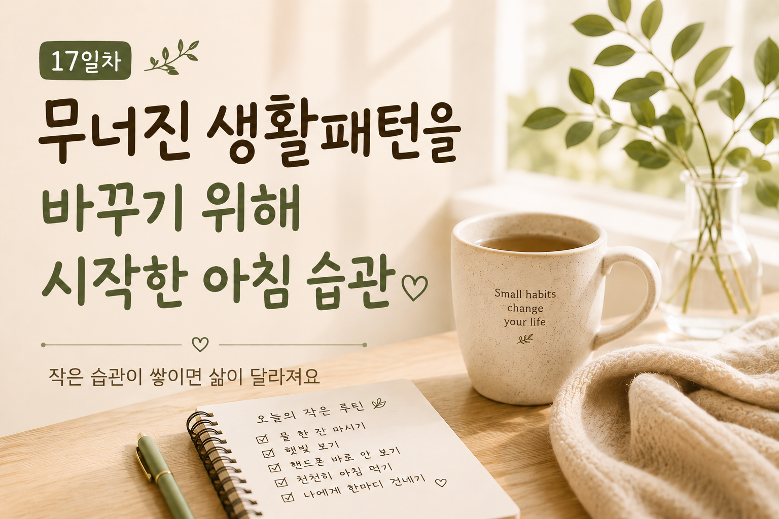무너진 생활패턴을 바꾸기 위해 시작한 아침 습관