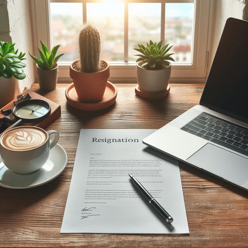 책상위사직서모습1