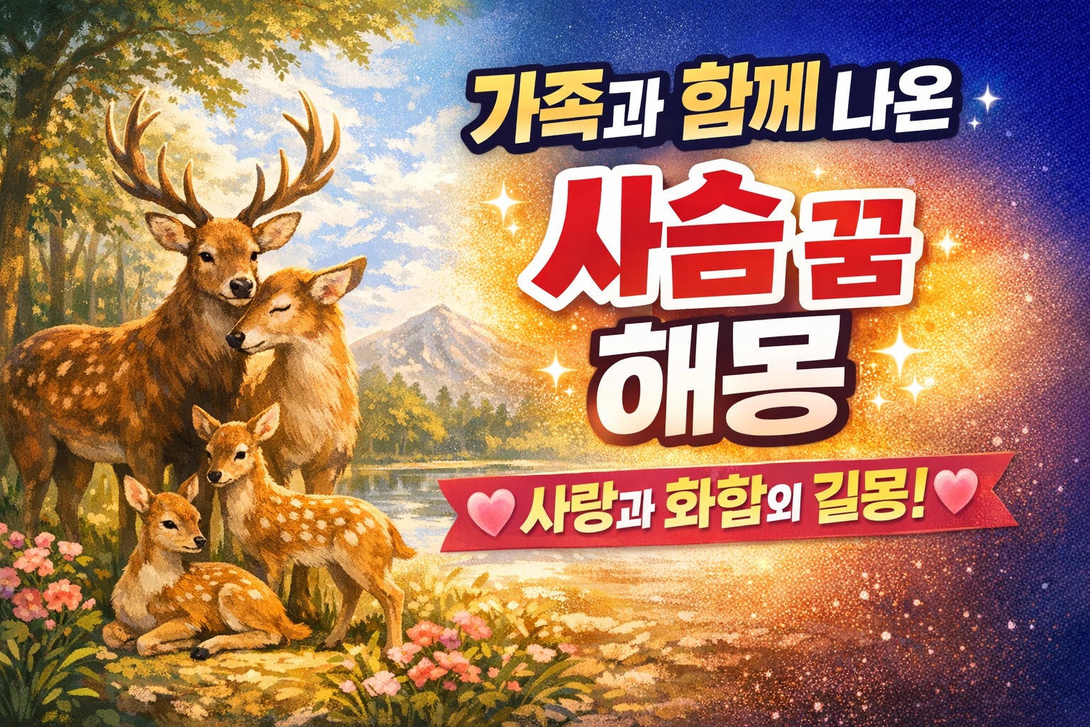 가족과 함께 나온 사슴 꿈