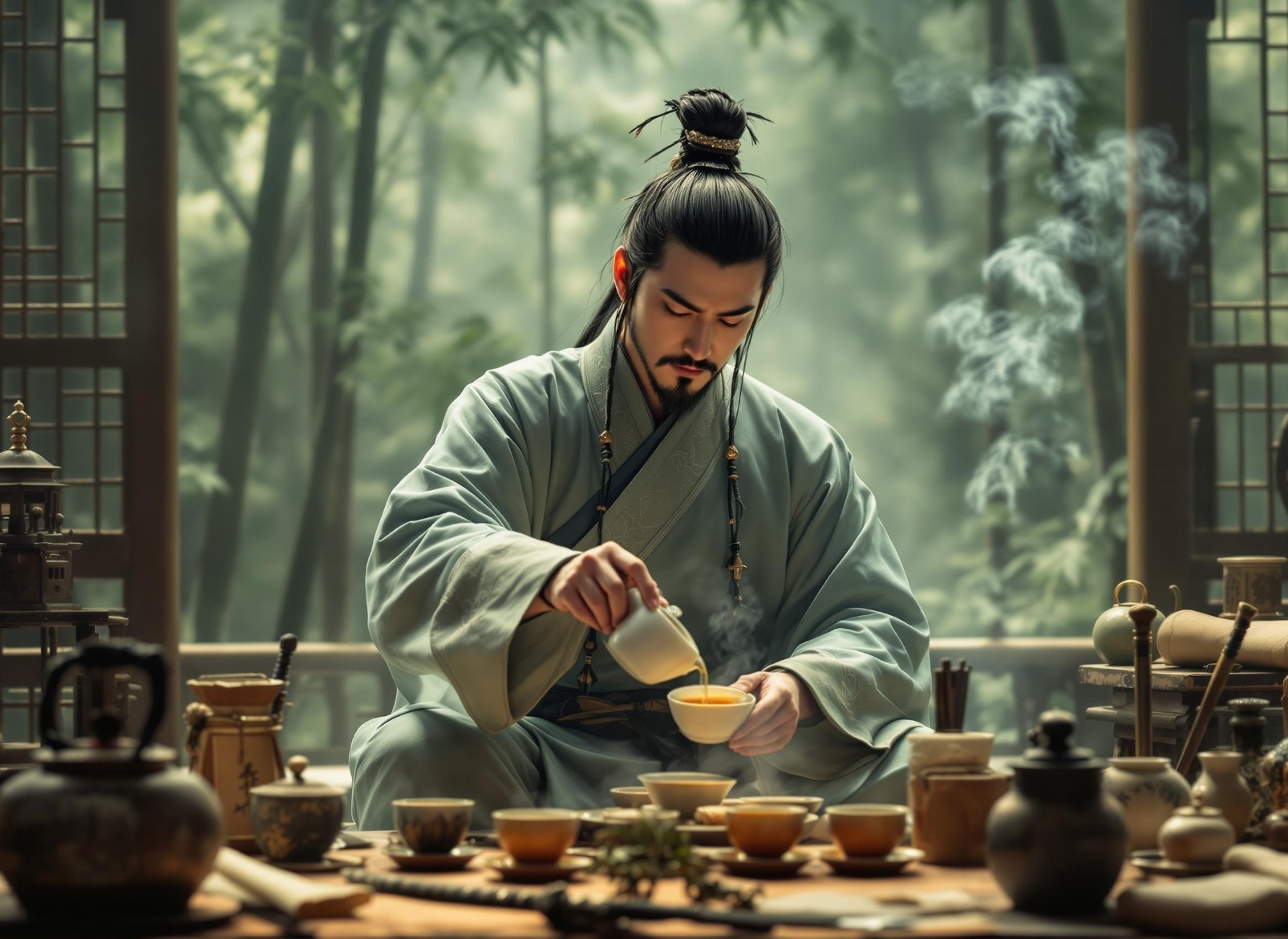 무협 소설과 차 사진