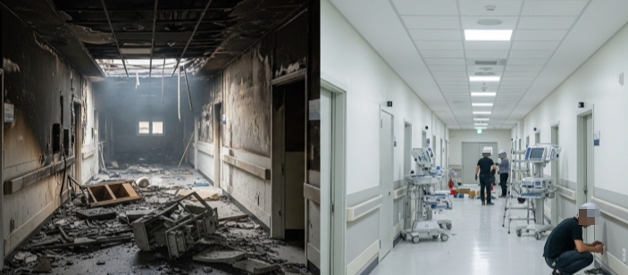 당진 화재청소 작업 전후 모습