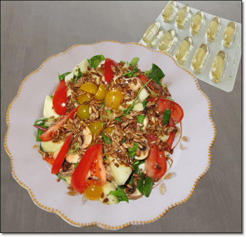 오메가3 보충제와 많은 음식