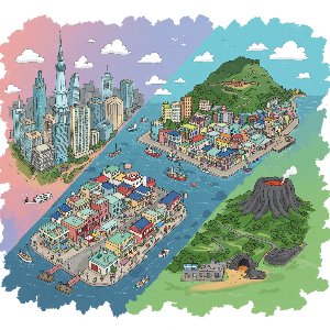 서울, 부산, 제주 지역을 나타내는 이미지