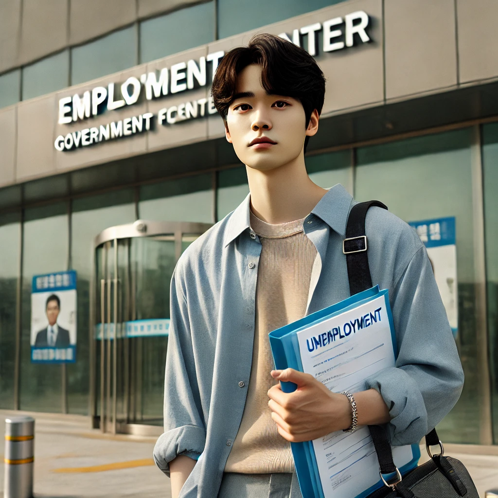 고용센터에서 나오는 20대 한국 남성