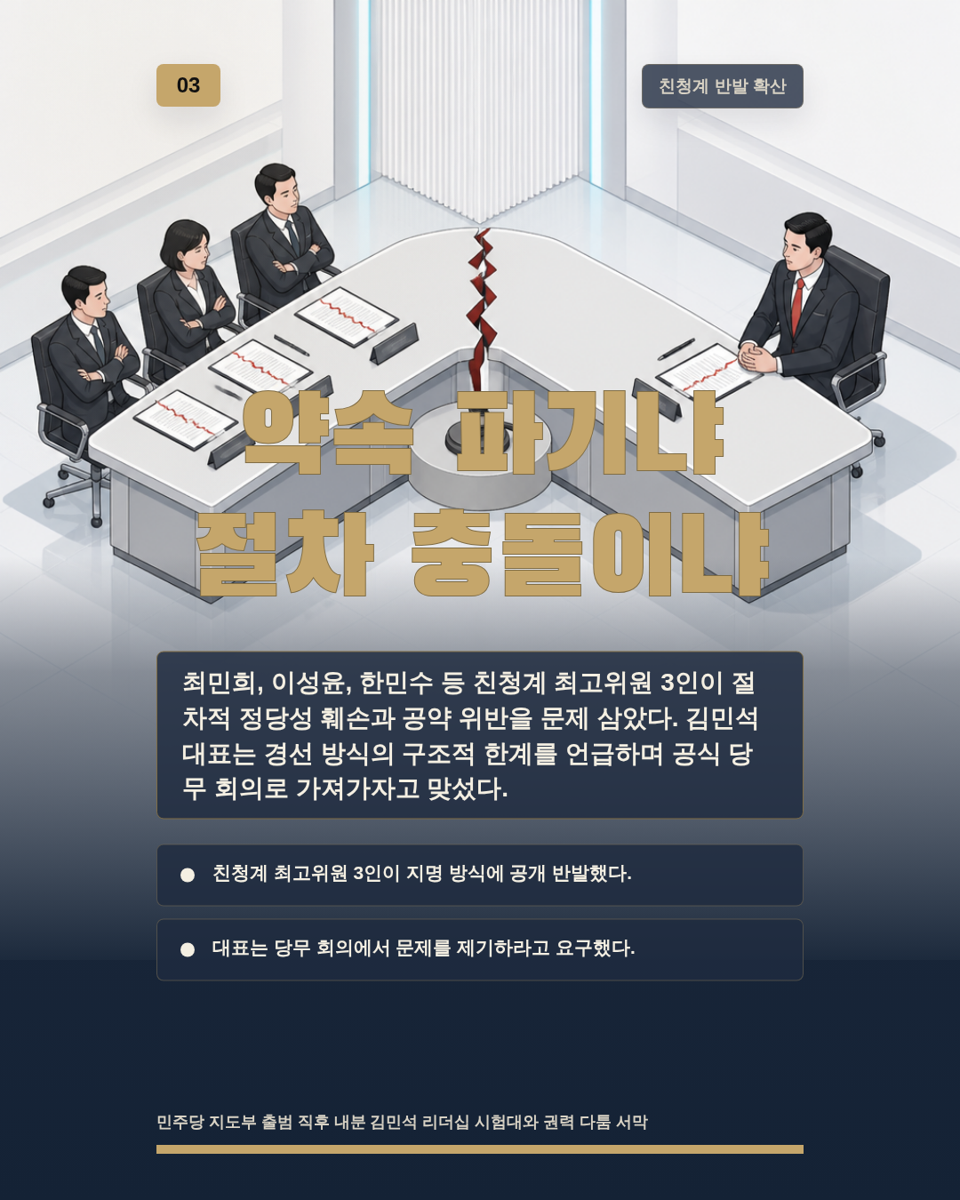 약속 파기냐 절차 충돌이냐